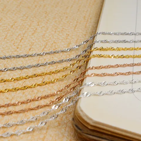 925 Sterling Silver Water Wave Chain Necklace For Women DIY Jewelry Making Clavicle Bare Chain 40cm 45cm Versatile Metal Link Accessory