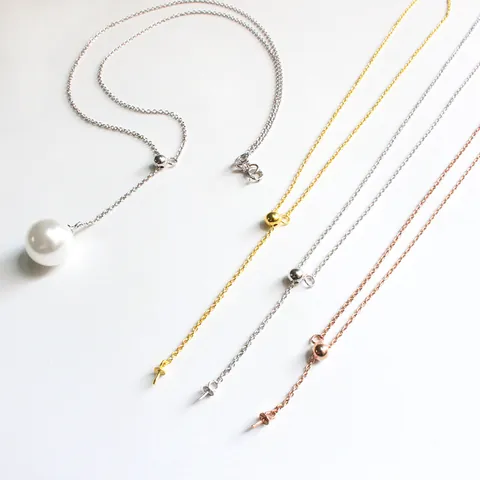 S925 Sterling Silver Adjustable DIY Necklace Chain With Pearl Tray Empty Base For Jewelry Making Gold Rose Gold Plated