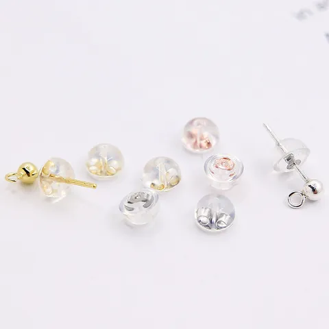 S925 Sterling Silver Silicone Earring Backs Stoppers For Stud DIY Jewelry Findings Earring Caps For Women Jewelry Making