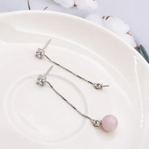 Accessoires de Boucles d'Oreilles en Argent Sterling 925 Fil d'Oreille Chaîne Box Avec Zirconia pour DIY Bijoux en Perles