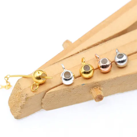S925 Argento Sterling Regolabile Perline Scorrevoli Con Anello Silicone Posizionamento Perline DIY Gioielli Accessori Per Catena