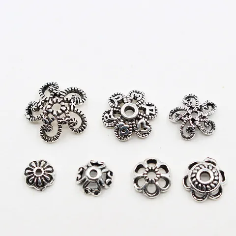 Vintage 925 Sterling Silver Flower Bead Caps Antique Floral Spacers For DIY Jewelry Making Bracelet Necklace Findings