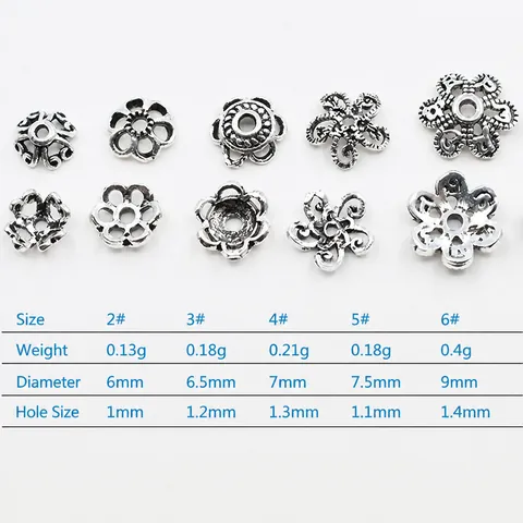 Vintage 925 Sterling Silver Flower Bead Caps Antique Floral Spacers For DIY Jewelry Making Bracelet Necklace Findings