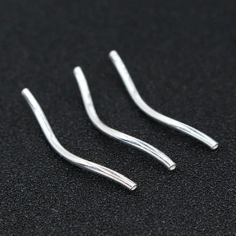 925 Sterling Silver S Curve Tube Spacer Beads DIY Jewelry Making Bracelet Necklace Findings Minimalist Polished Silver