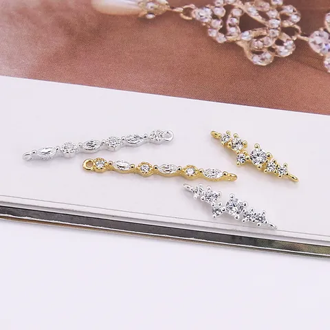 925 Sterling Silver Connector Pendant Micro Pave Marquise Round Zirconia DIY Jewelry Accessories Gold Silver Plated Charms