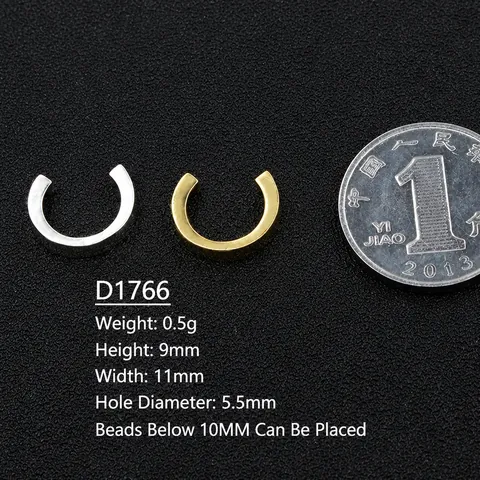 925 Sterling Silver Half Round Bead Frame DIY Jewelry Findings C-Shape Spacer Connector Gold Silver Polished Craft Supplies