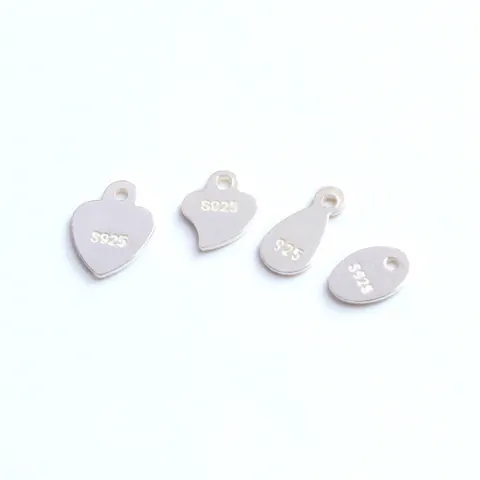 925 Sterling Silver DIY Jewelry Findings Small Heart Oval Water Drop Pendants Tail Chain Tags Extension Chain Connectors For Necklace Bracelet Jewelry Making Supplies