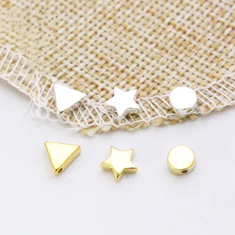 925 Sterling Silver Geometric DIY Jewelry Making Pendants Triangle Round Star Shape Charms Gold Silver Plated Handmade Bead Materials