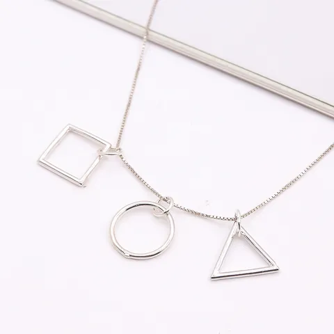 925 Sterling Silver Geometric Pendant Minimalist Circle Triangle Square Shape For DIY Jewelry Making Crafting Charm Accessory