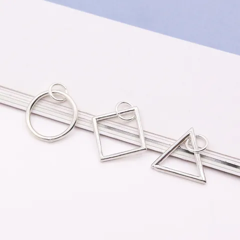 925 Sterling Silver Geometric Pendant Minimalist Circle Triangle Square Shape For DIY Jewelry Making Crafting Charm Accessory