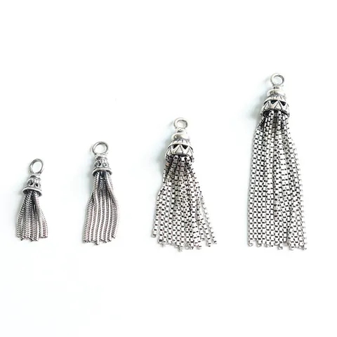 Ciondolo a Nappina in Argento Sterling 925 Antico Retrò Argento Tailandese DIY Accessori Per Gioielli Collana Bracciale