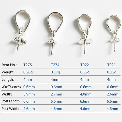 925 Sterling Silver DIY Pendant Bail Connector For Pearl Jewelry Making Rhodium Plated High Polished Minimalist Accessory