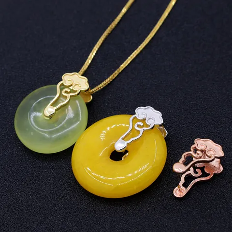 925 Sterling Silver Auspicious Cloud Pendant Bail Connector Clip DIY Jewelry Accessories For Jade Crystal Pendant Findings