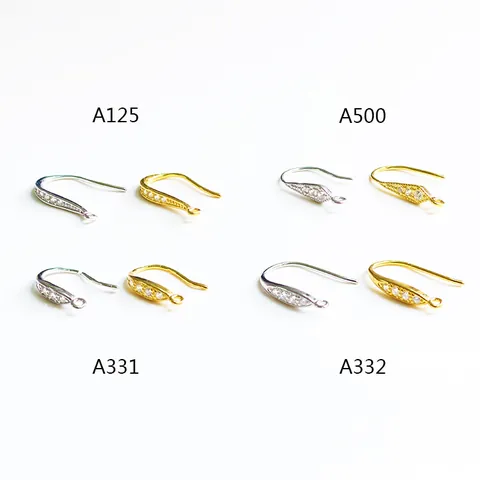Luxury 925 Sterling Silver Earring Hooks Zirconia Inlaid Gold Silver Plated DIY Jewelry Making Findings Accessories