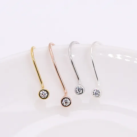 Crochets d'Oreille en Argent Sterling S925 Avec Zircon Minimaliste en Forme de U Accessoire de Fabrication de Bijoux DIY Femme