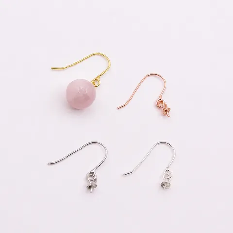 Crochets d'Oreilles en Argent Sterling 925 DIY Fabrication de Bijoux Accessoires Perle Coupe Goupille Or Or Rose Accessoires