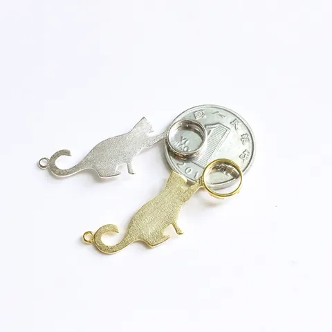 Ciondolo Fai da Te in Argento Sterling 925 a Forma di Gatto Cornice per Perline in Metallo Spazzolato per Collana Bracciale Gioielli Artigianali