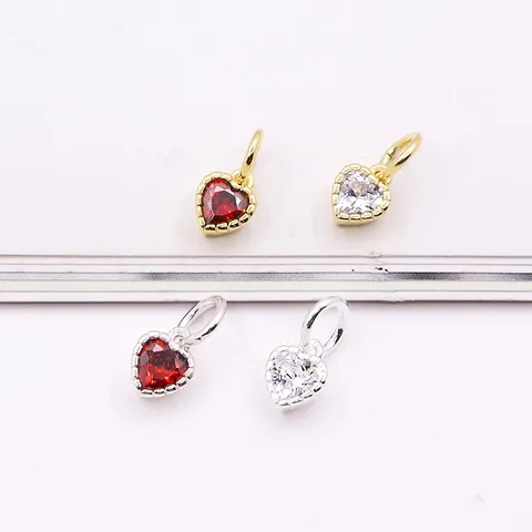 925 Sterling Silver Heart Pendant Mini Zirconia Inlaid Charm For DIY Jewelry Making Bracelet Necklace Accessories Gold Silver Plated