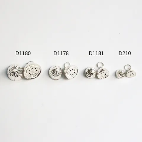 925 Sterling Silver Lotus Seed Pod Bun Charm Hollow Pendant For DIY Jewelry Making Bracelet Necklace Handmade Accessories