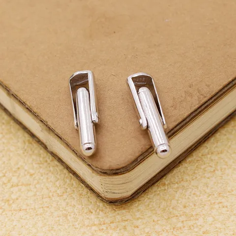 925 Sterling Silver Cufflink Base DIY Semi-finished Handmade Jewelry Findings Polished French Shirt Cuff Studs Accessories