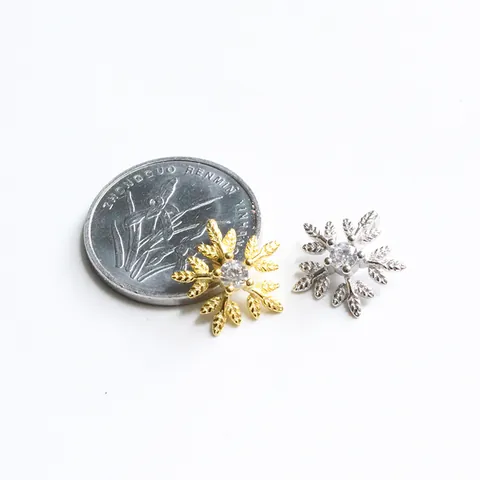 Pendentif Charm Flocon de Neige en Argent Sterling 925 Avec Zircone Or Argent Plaqué Accessoires de Bijouterie pour Collier DIY