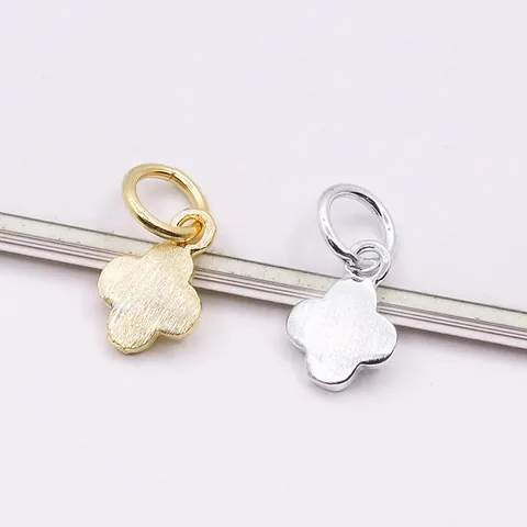 925 Sterling Silber Kleeblatt Anhänger Für DIY Armband Halskette Herstellung Gold Silber Plattiert Matt Gebürstet Blumen Charm Ohne Kette