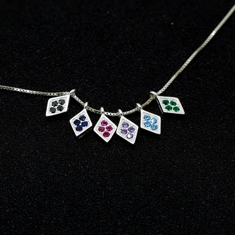 925 Sterling Silver Small Geometric Zirconia Pendants For Jewelry Making Water Drop Square Rhombus DIY Charms Parts Multicolor
