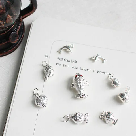 925 Sterling Silver Fish Dolphin Bell Charm Pendant For DIY Jewelry Making Bracelet Necklace Findings Craft Jewelry Gift
