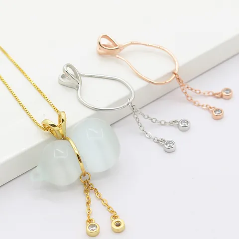 S925 Sterling Silver Wu Lou Gourd Pendant Clasp DIY Jewelry Findings For Jade Emerald Gold Rose Gold Plated Tassel Decor
