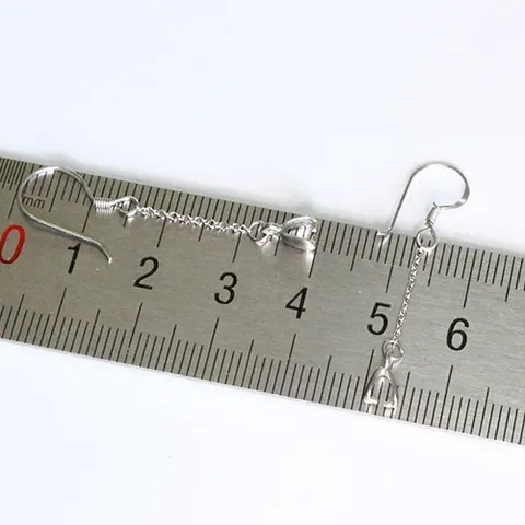 Accesorios para Pendientes DIY de Plata de Ley 925 Ganchos Con Cadena de Eslabones Larga y Cierres para Colgantes Joyería Mujer