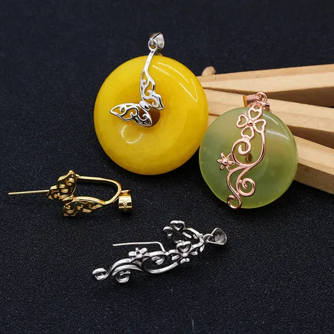 Asa para Colgante de Plata de Ley 925 Mariposa Flor Calada Conector DIY Hallazgos para Fabricación de Joyería