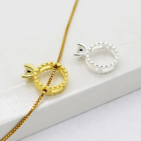Ciondolo Telaio per Perline a Forma di Anello in Argento Sterling 925 Con Zirconia Per Fai da Te Creazione Gioielli Perline Distanziatrici Argento Oro Placcato