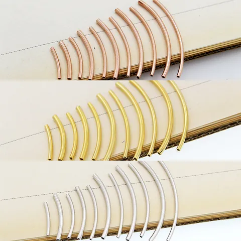 925 Sterling Silver Curved Tube Beads DIY Jewelry Findings Smooth Hollow Spacer Tubes For Bracelet Necklace Making Gold Rose Gold Silver