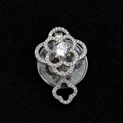 S925 Sterling Zilveren Magnetische Gesp Connector Met Micro Pave Zirkonia Bloem Waterdruppel DIY Sieraden Sluiting Voor Ketting Armband