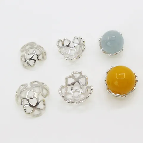 925 Sterling Silber Hohl Herz Kleeblatt Perlenkappe Spacer Für DIY Schmuckherstellung Armband Halskette Zubehör