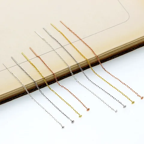 925 Sterling Silver Threader Earrings DIY Jewelry Findings Long Chain Earring Post Materials For Jewelry Making Women