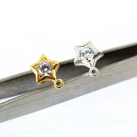 925 Sterling Silver Earring Post Findings Zirconia Star Pentagram Hexagram DIY Jewelry Making Components Stud Earring Settings