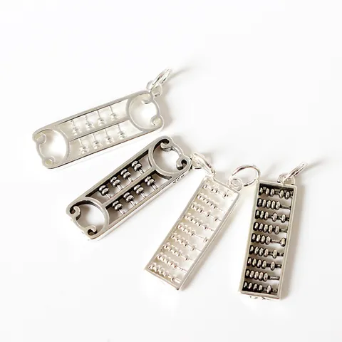 Pendentif Abacus en Argent Sterling 925 Sans Chaîne Traditionnel Porte Bonheur Ruyi Rectangulaire Charm DIY Création Bijoux