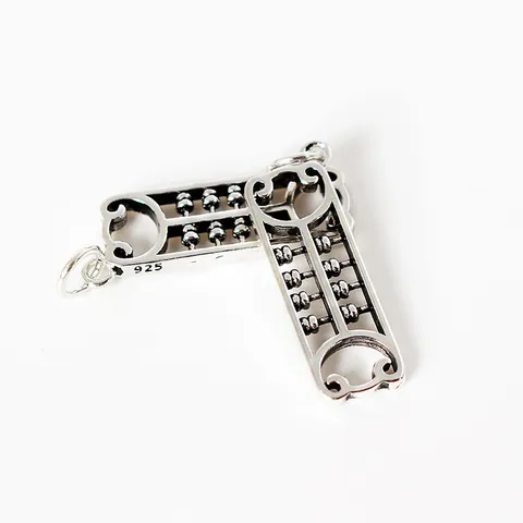 Pendentif Abacus en Argent Sterling 925 Sans Chaîne Traditionnel Porte Bonheur Ruyi Rectangulaire Charm DIY Création Bijoux