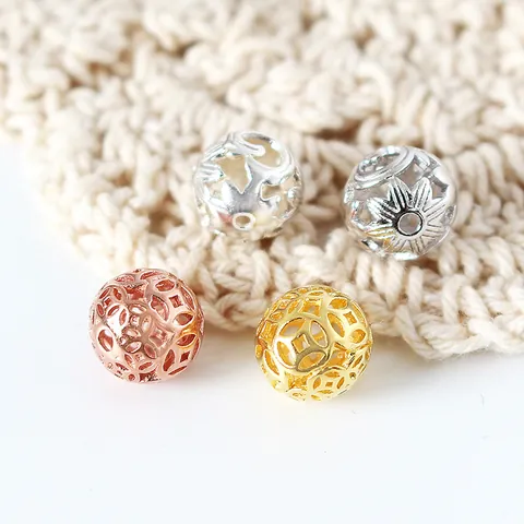 925 Sterling Silver Hollow Beads Ancient Coin Flower Pattern Spacer Beads For DIY Jewelry Making Bracelet Necklace Findings Accessories