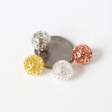 925 Sterling Silver Hollow Beads Ancient Coin Flower Pattern Spacer Beads For DIY Jewelry Making Bracelet Necklace Findings Accessories