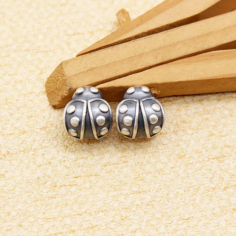 S999 Feinsilber Vintage Marienkäfer Zwischenperlen 3D Hartsilber Käfer Charms Für DIY Schmuckherstellung Armband Zubehör