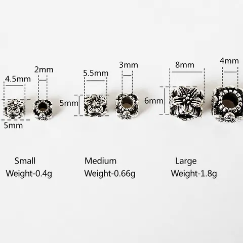 S925 Sterling Silver Retro Flower Square Spacer Beads Vintage Oxidized Floral Loose Beads For DIY Jewelry Making Necklaces