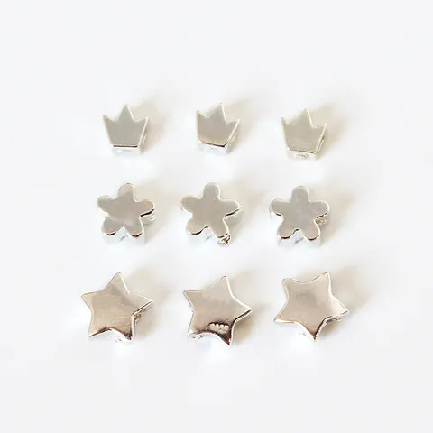 925 Sterling Silver Loose Beads For DIY Jewelry Making Crown Star Flower Pattern Geometric Spacer Beads Accessories