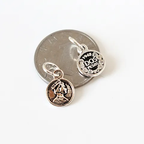 S925 Sterling Silver Queen Elizabeth II Coin Pendant Retro Portrait Medal Charm For DIY Jewelry Making Necklaces Bracelets Findings