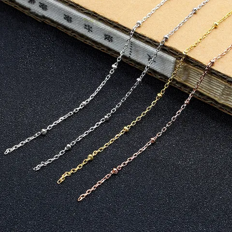 925 Sterling Silver Satellite Bead Chain Finished Cross Chain For DIY Jewelry Making Necklaces Bracelets Accessories Plated Gold Silver Rose Gold Chain