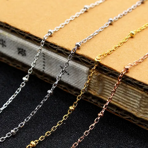 925 Sterling Silver Satellite Bead Chain Finished Cross Chain For DIY Jewelry Making Necklaces Bracelets Accessories Plated Gold Silver Rose Gold Chain