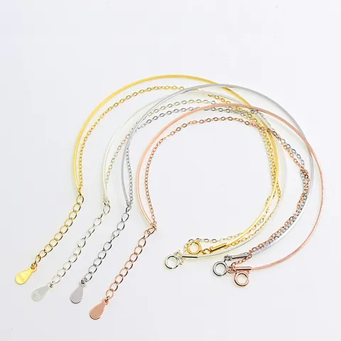 Brazalete Ajustable de Plata de Ley 925 Con Cadena Cierre de Tornillo Joyería DIY Minimalista Pulida para Mujer Oro Oro Rosa Plata