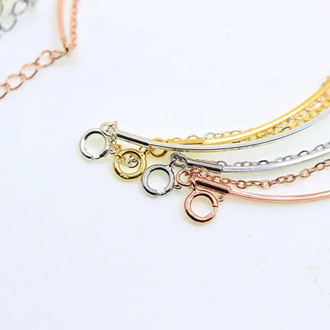 Brazalete Ajustable de Plata de Ley 925 Con Cadena Cierre de Tornillo Joyería DIY Minimalista Pulida para Mujer Oro Oro Rosa Plata