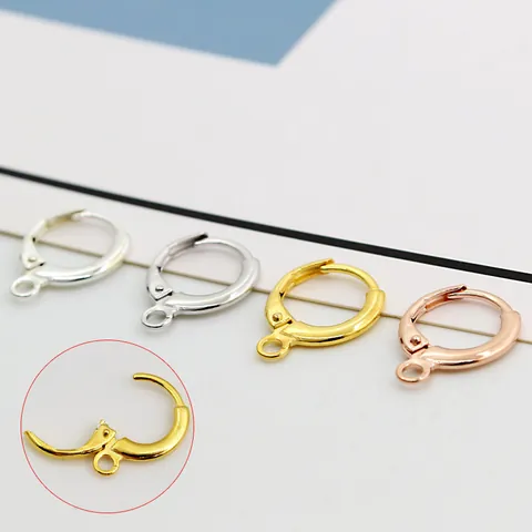 925 Sterling Silver Leverback Earring Hooks With Open Loop DIY Round Earring Findings For Jewelry Making Gold Rose Gold Plated
